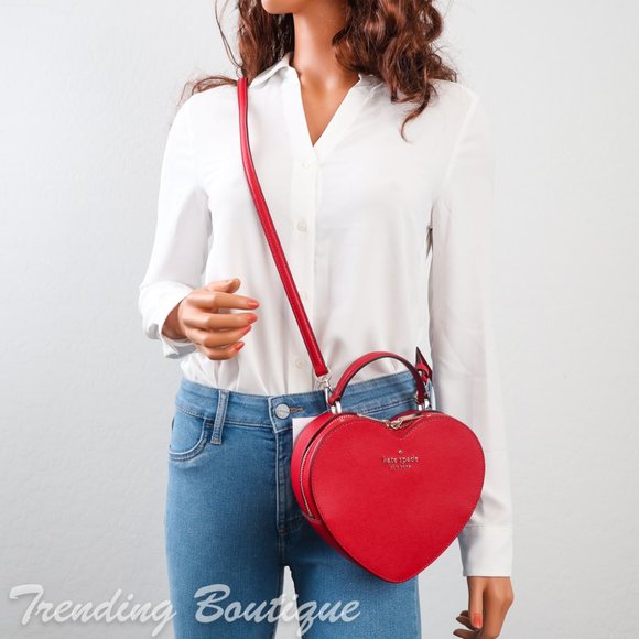 NWT Kate Spade New York Love Shack Heart Crossbody in Candied Cherry - Picture 3 of 14